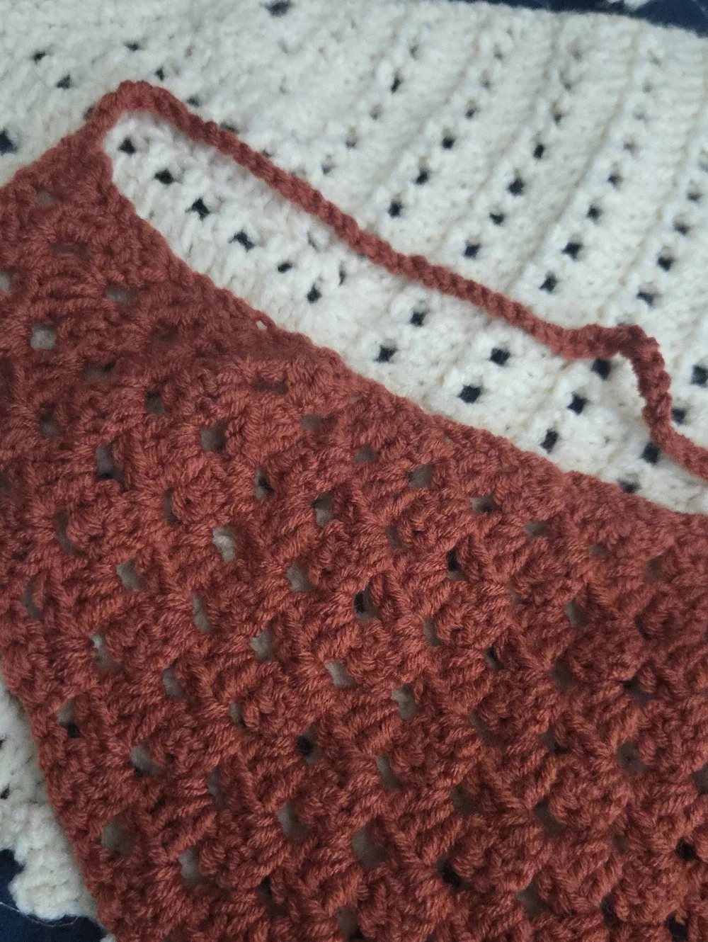 Women’s Boho Chic Crochet Hair Scarf Cream And Rust  Set Of 2 NWOT